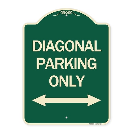 Diagonal Parking Only With Bidirectional Arrow Heavy-Gauge Aluminum Architectural Sign